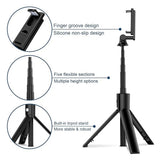 Selfie stick Techsuit (K22), Compact Tripod Mount cu Bluetooth Telecomanda, Pliabil, 97cm, negru