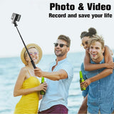 Selfie stick Techsuit (K22), Compact Tripod Mount cu Bluetooth Telecomanda, Pliabil, 97cm, negru