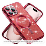 Husă pentru iPhone 17 Pro / iPhone 18 Pro, Techsuit Luxury Glitter MagSafe, Roșie