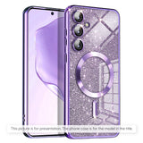 Husă pentru iPhone 17 Pro / iPhone 18 Pro, Techsuit Luxury Glitter MagSafe, Mov deschis