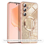 Husă pentru iPhone 17 Pro Max / iPhone 18 Pro Max, Techsuit Luxury Glitter MagSafe, Roz auriu