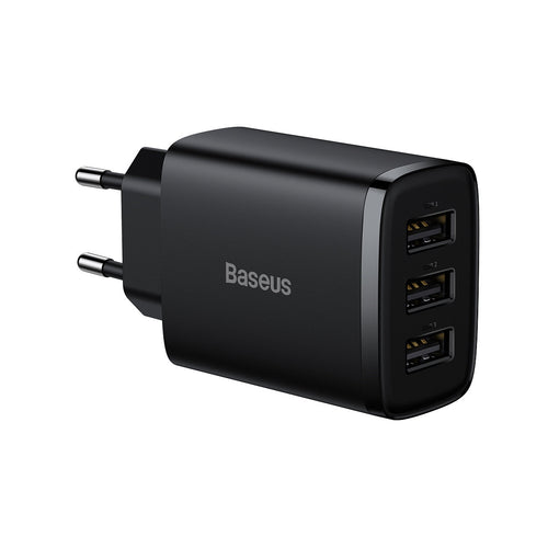 Incarcator retea Baseus Compact (CCXJ020101), Universal Compatibility, 3 x USB, 17W, 5V, negru