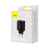 Incarcator retea Baseus Compact (CCXJ020101), Universal Compatibility, 3 x USB, 17W, 5V, negru