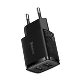 Incarcator retea Baseus (CCXJ010201), 2 x USB, 10.5W, 5V/ 2A, Polycarbonate, negru