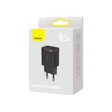 Incarcator retea Baseus (CCXJ010201), 2 x USB, 10.5W, 5V/ 2A, Polycarbonate, negru