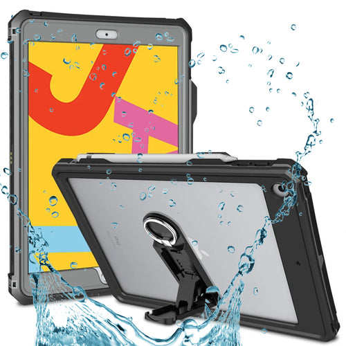 Husa tableta pentru iPad 8 10.2 (2020), ShellBox Waterproof IP68, negru