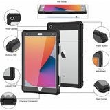 Husa tableta pentru iPad 8 10.2 (2020), ShellBox Waterproof IP68, negru