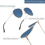 Ochelari de soare Techsuit Sunglasses (3025), polarizati, UV400, albastru;auriu