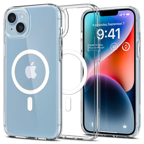 Husa pentru iPhone 14, Spigen Ultra Hybrid MagSafe (ACS05048), alb;transparenta