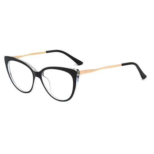 Techsuit Anti-Blue Light Glasses Reflex Metal (F5018-C72), Cat Eye, Dark Negru