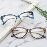 Techsuit Anti-Blue Light Glasses Reflex Metal (F5018-C7), Cat Eye, Transparent Negru