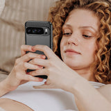 Husa pentru Google Pixel 9 Pro XL, Techsuit Carbon Silicone, albastru
