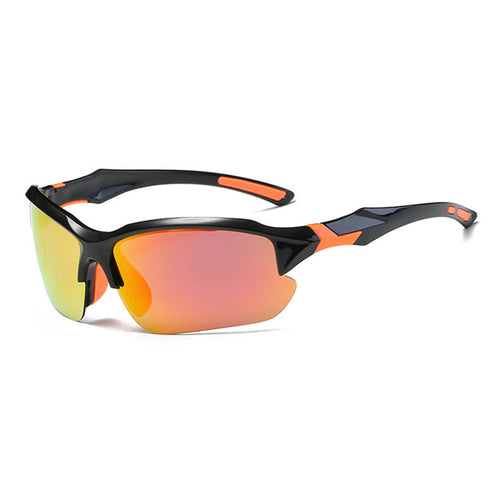Techsuit Bike Glasses (9301), pentru Cycling and Sport Outdoor Activities, cu UV Protection, Unisex, Black / Portocaliu