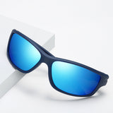 Techsuit Bike Glasses (201910), pentru Cycling and Sport Outdoor Activities, Polarized, Rectangular, Unisex, Albastru