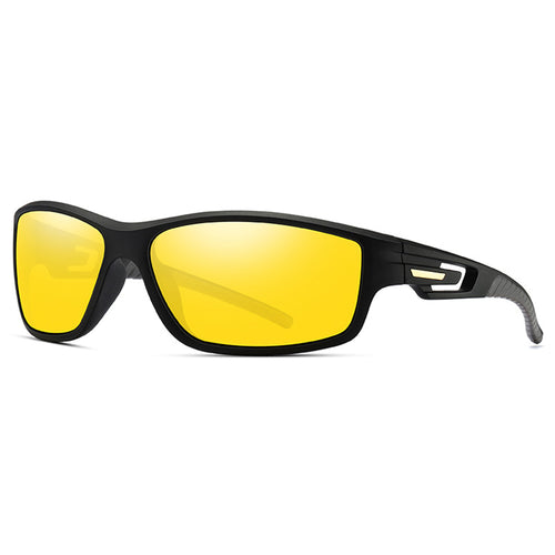 Techsuit Bike Glasses (201910), pentru Cycling and Sport Outdoor Activities, Polarized, Rectangular, Unisex, Black / Galben