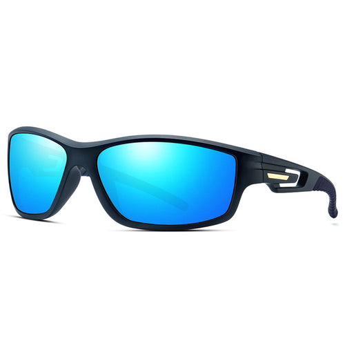 Techsuit Bike Glasses (201910), pentru Cycling and Sport Outdoor Activities, Polarized, Rectangular, Unisex, Albastru