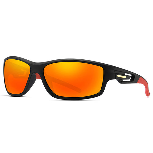 Techsuit Bike Glasses (201910), pentru Cycling and Sport Outdoor Activities, Polarized, Rectangular, Unisex, Black / Rosu