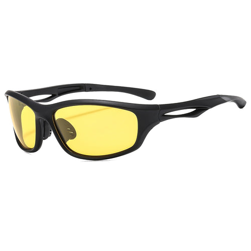 Techsuit Bike Glasses (9309), pentru Cycling and Sport Outdoor Activities, Polarized, PC Frame, Unisex, Black / Galben