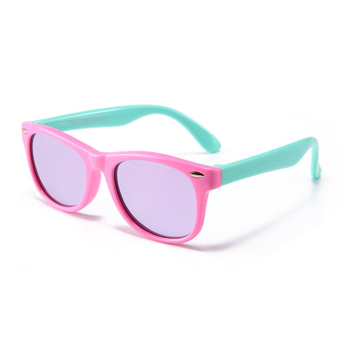 Ochelari de soare Techsuit Kids Polarized Sunglasses (D802), polarizati, UV400, roz;verde