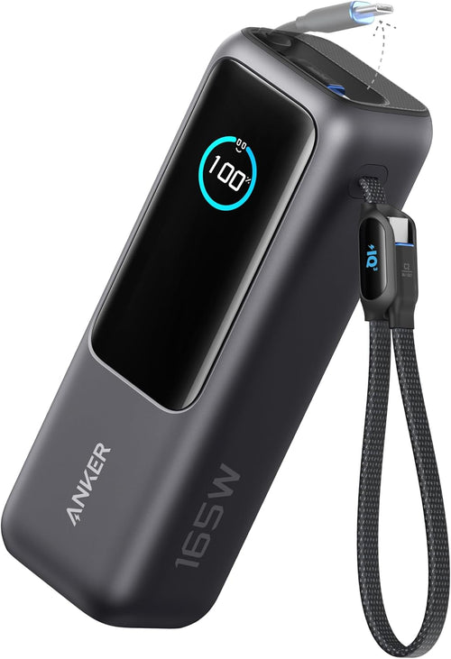 Acumulator Extern Anker, 25000mAh, 165W, 100W, USB-C, Cablu USB-C Retractabil