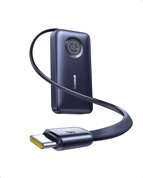 Acumulator Extern Baseus Enercore CR11 10.000mAh, 45W, cu Cablu USB-C Retractabil, Negru