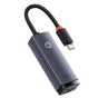 Adaptor Retea Baseus Lite Series USB-C la RJ45 LAN, LED, 1000Mbps, Gri