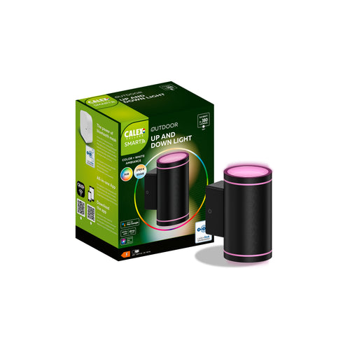 Aplicã de Perete LED Calex Smart, RGB + Alb Cald, 4W, 380 Lm, IP44, Negru