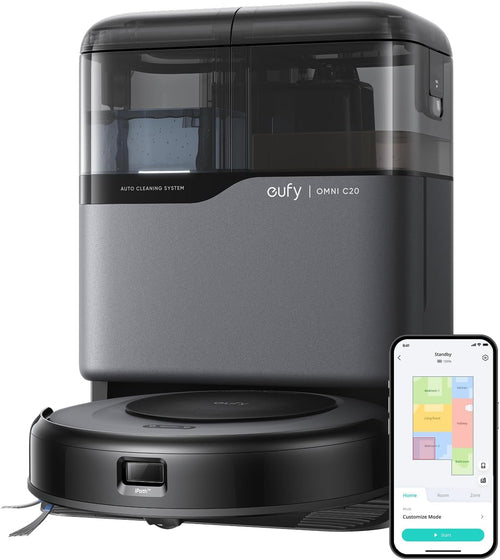 Aspirator Robot Eufy Omni C20, 7000 Pa, cu Mop, Statie All-In-One, Negru