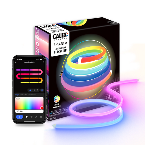 Banda LED Calex Smart Neon Tube 360°, 3m, Rgbic, 18W, IP44, Multicolor