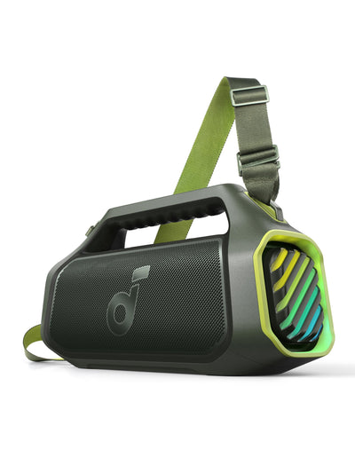 Boxa portabila Anker Soundcore Boom 2 Plus, 140W, BassUp 2.0, IPX7, Lumini RGB, Baterie externa, Bluetooth 6.0, Auracast, Verde