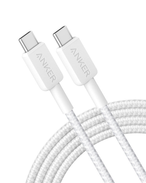 Cablu Anker 322 USB-C la USB-C, 60W, 1.8 metri, Alb