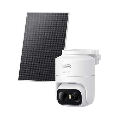 Cameră de supraveghere video eufy C37 2K, Smart CCTV, Pan & Tilt, panou solar inclus, IP65, Albă