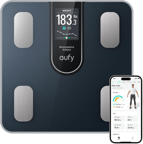 Cantar inteligent Anker Eufy C20, Ecran TFT, Bluetooth, 16 masuratori, BMI, Negru