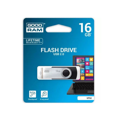 Stick USB GOODRAM UTS2 16GB, USB 2.0, Negru/Argintiu