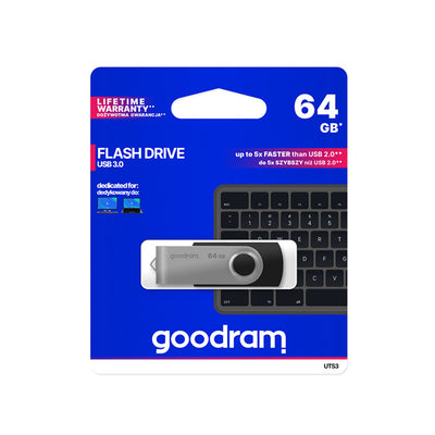 Stick USB GOODRAM UTS3 64GB, USB 3.0, Negru/Argintiu