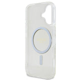 Husa cu inel Guess compatibila cu iPhone 16 Plus, MagSafe/Magnetic, policarbonat, silicon, Transparent