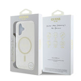 Husa cu inel Guess compatibila cu iPhone 16 Plus, MagSafe/Magnetic, policarbonat, silicon, Transparent