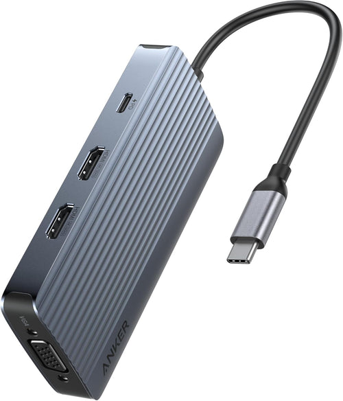 Hub Anker USB-C 8 in 1, USB-C Hub USB Triple Display, Transfer de date de 5Gbps, Gri