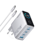 Incarcator de retea Anker Zolo 140W, Afisaj digital, 3x USB-C, 1x USB-A, PD 3.1, cablu USB-C inclus, Argintiu