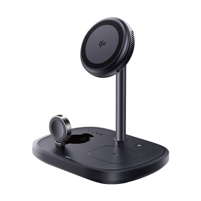Baseus Holder + 3-in-1 Statie de Incarcare Wireless Magnetic Qi2 15W Enerfill FS41, pentru Desk, Black - P10281904123-02