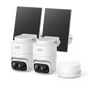 Cameră de supraveghere eufy C37 HomeBase Mini, Kit cu 2 camere 2K Smart Pan & Tilt cu panou solar, Albă