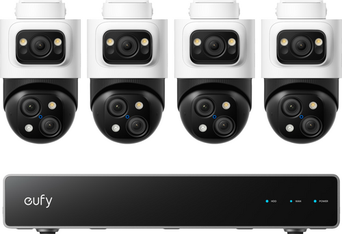 Kit supraveghere video Eufy PoE NVR S4 Max, 4K, AI, IP65, 4 camere PTZ Bullet