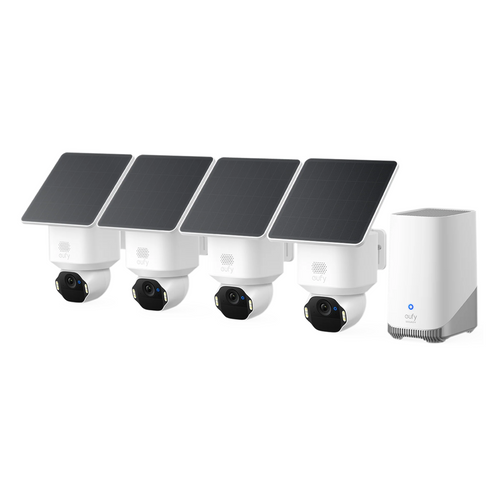 Kit supraveghere eufy Security SoloCam E42, 4K, panou solar, AI, pan&tilt, recunoastere faciala, HomeBase S380