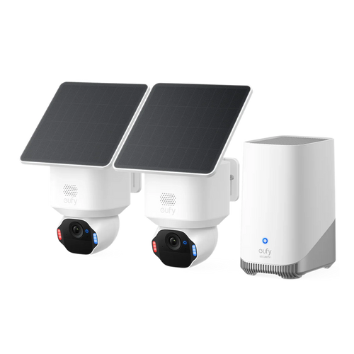 Kit supraveghere eufy Security SoloCam E42 4K, AI, 360°, SolarPlus™ 2.0, HomeBase S380, 2 camere