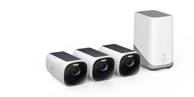 Kit supraveghere video eufy Cam 3 S330, 4K Ultra HD, incarcare solara, nightvision, Homebase 3 + 3 camere