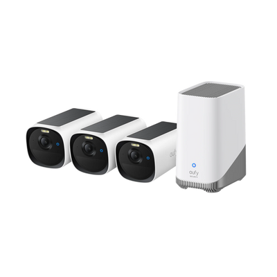 Kit supraveghere eufyCam E40, 2K HD, incarcare solara, 3 camere + Homebase 3