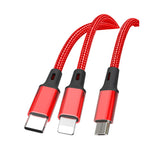 Cablu de date XO USB-C la Lightning la Micro-USB la USB-A, 1.2 m