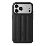 Husa telefon pentru Apple iPhone 16, model Suitcase Stripe, Neagra