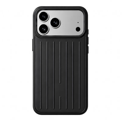 Husa telefon pentru Apple iPhone 16, model Suitcase Stripe, Neagra