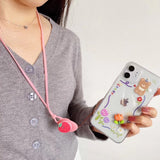 Snur decorativ silicon cu inel, Mov Flying Bear, mov